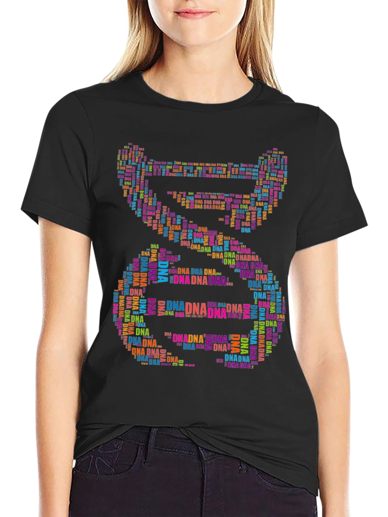 DNA Graphic Print Black T-Shirt
