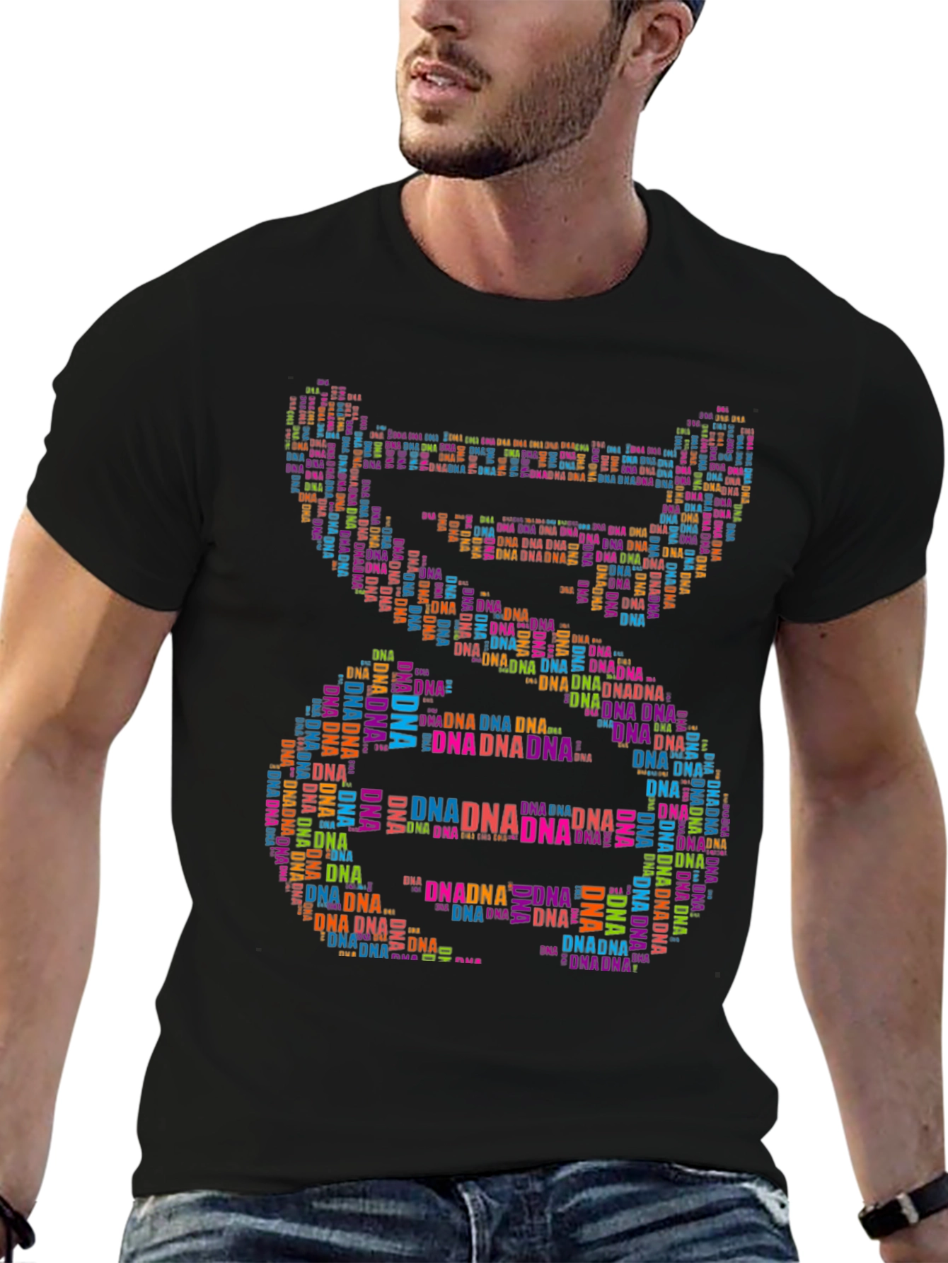 DNA Graphic Print Black T-Shirt