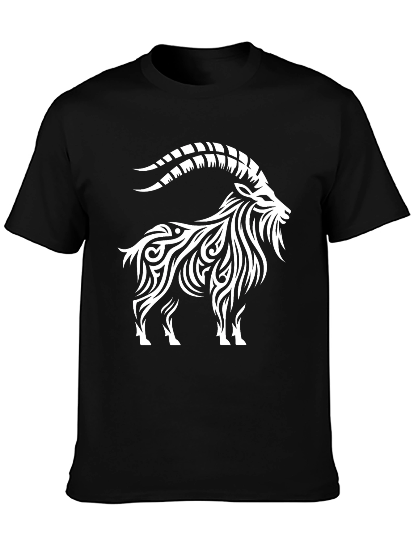 Capricorn Tribal Art Black T-Shirt