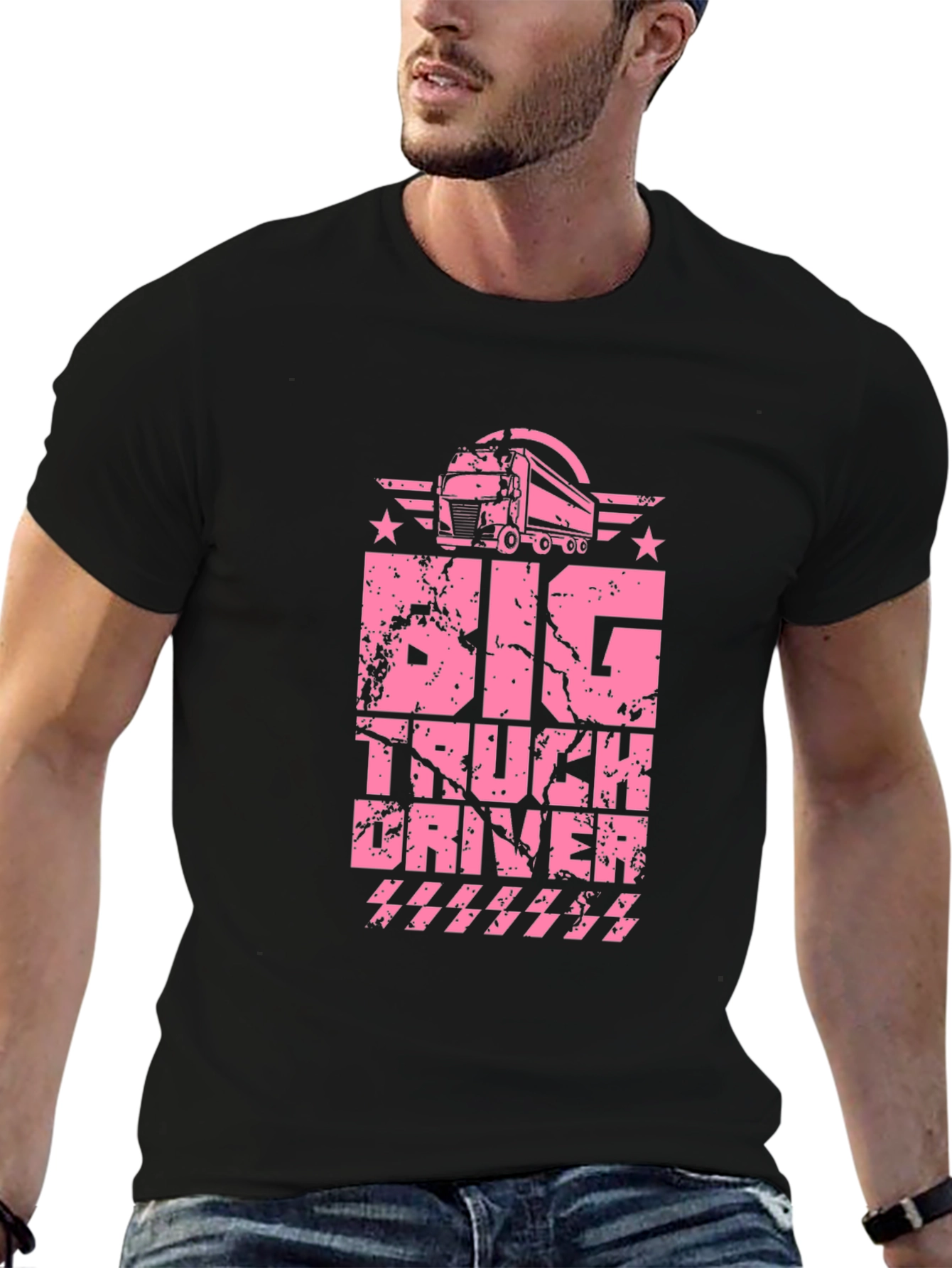 Big Truck Driver Black T-Shirt
