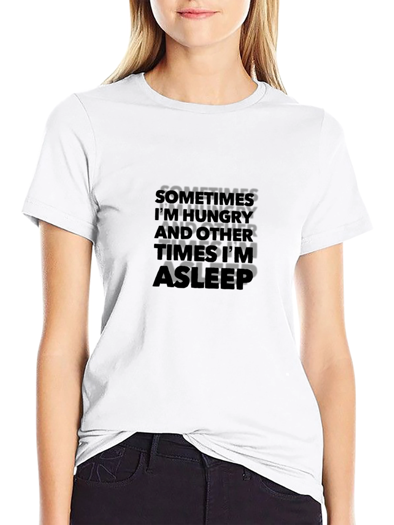 Funny Hungry/Asleep Black Graphic Tee
