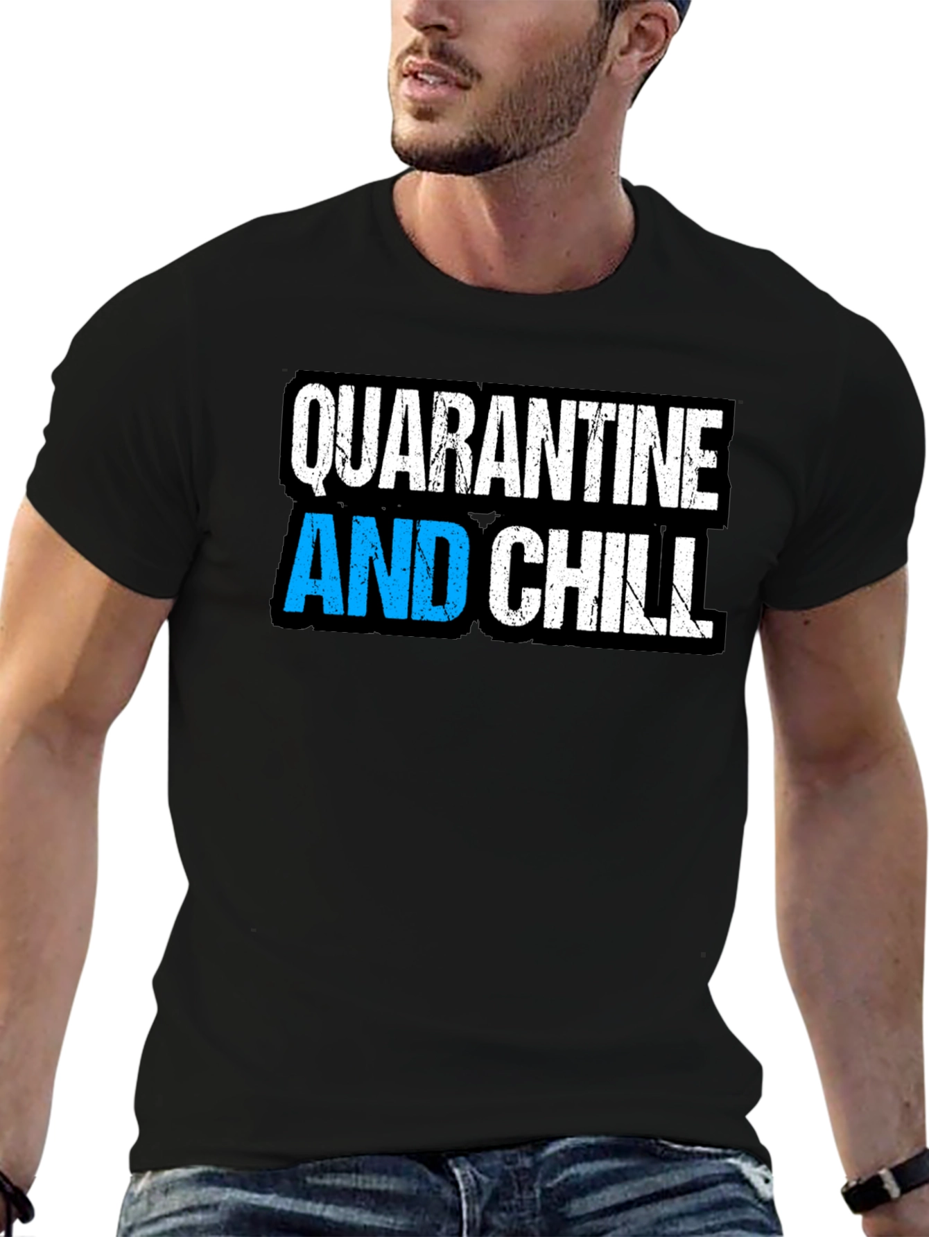 Quarantine and Chill Black Graphic T-Shirt