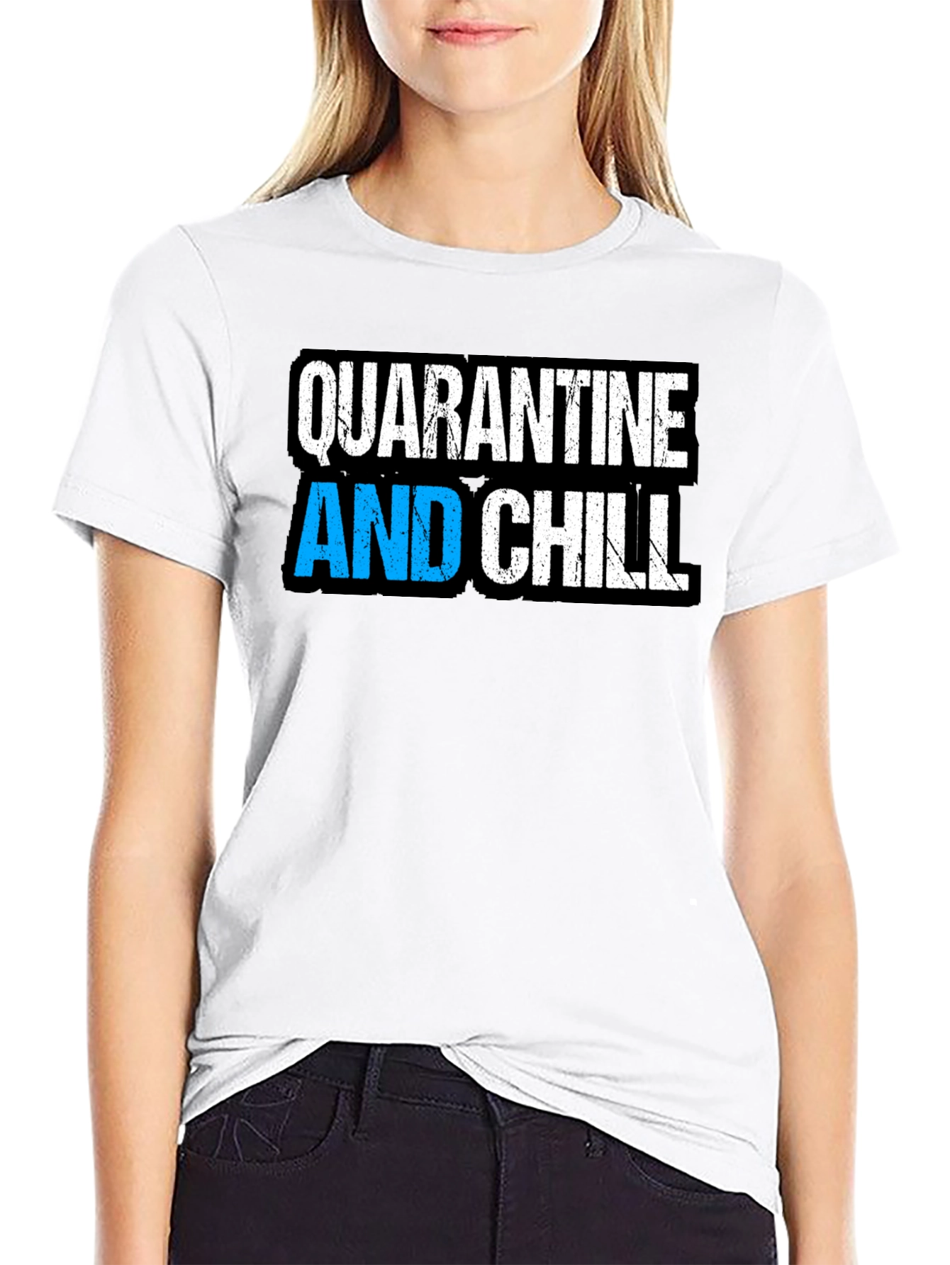 Quarantine and Chill Black Graphic T-Shirt