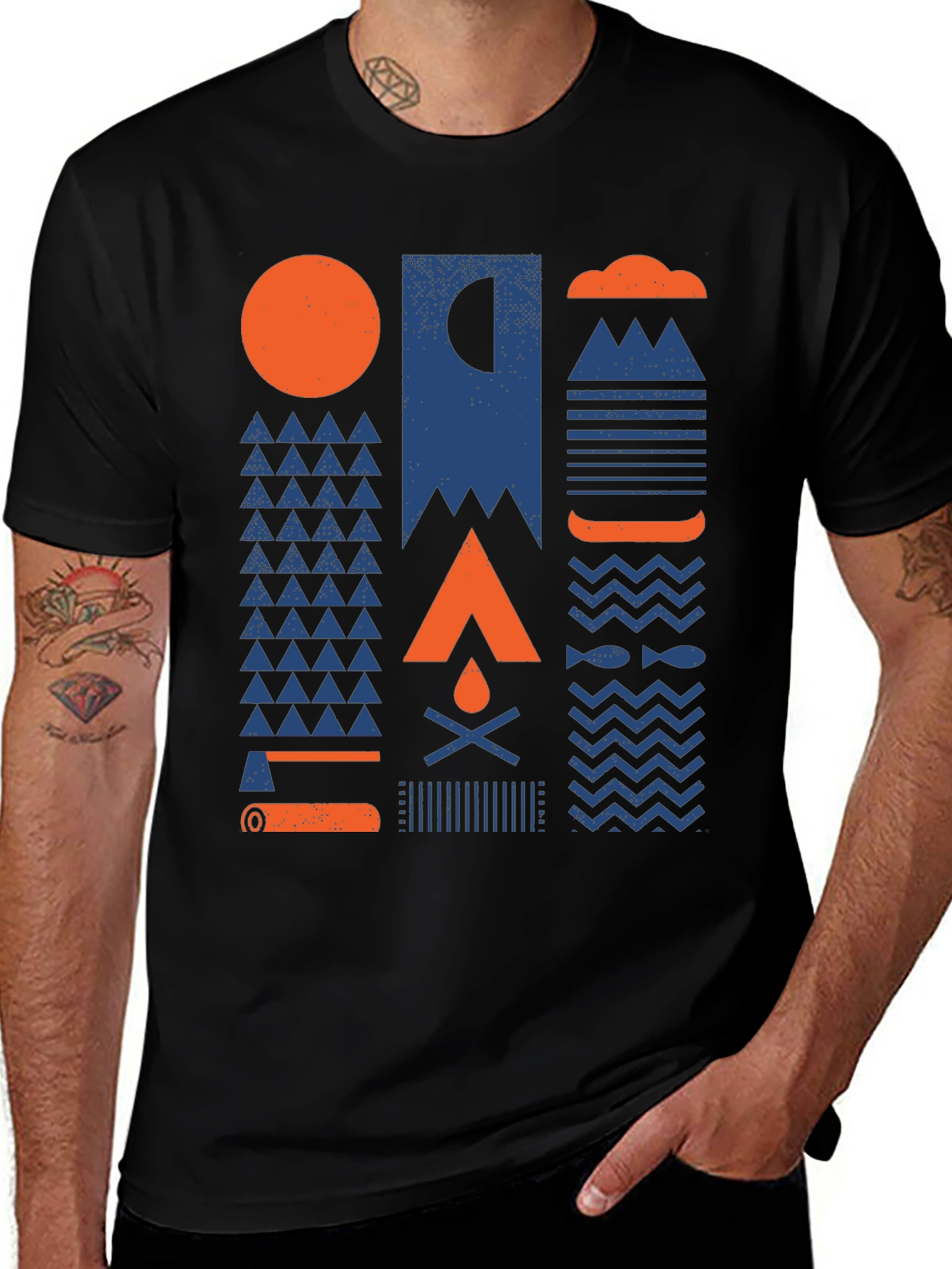 Geometric Camping Graphic Tee - Adventure Ready Shirt