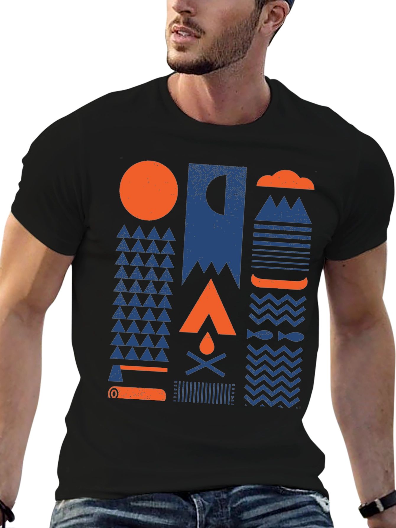 Geometric Camping Graphic Tee - Adventure Ready Shirt