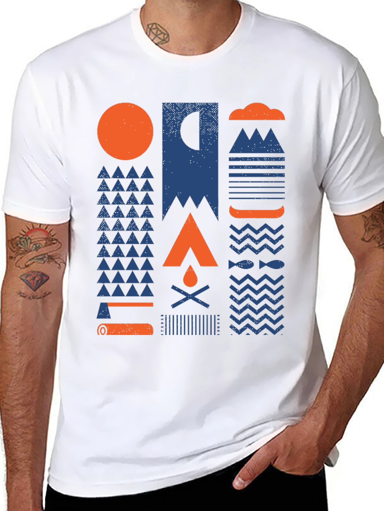Geometric Camping Graphic Tee - Adventure Ready Shirt