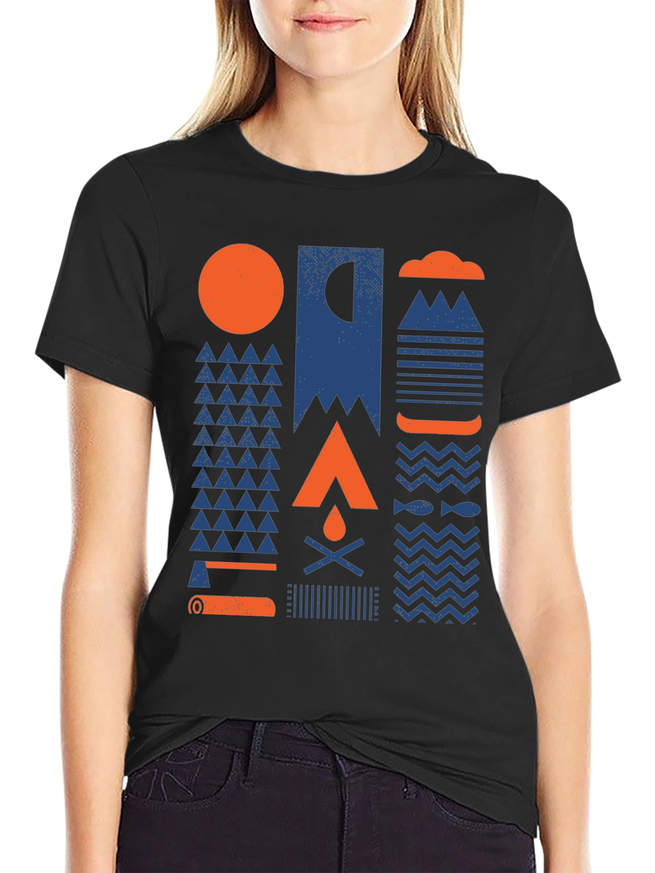 Geometric Camping Graphic Tee - Adventure Ready Shirt