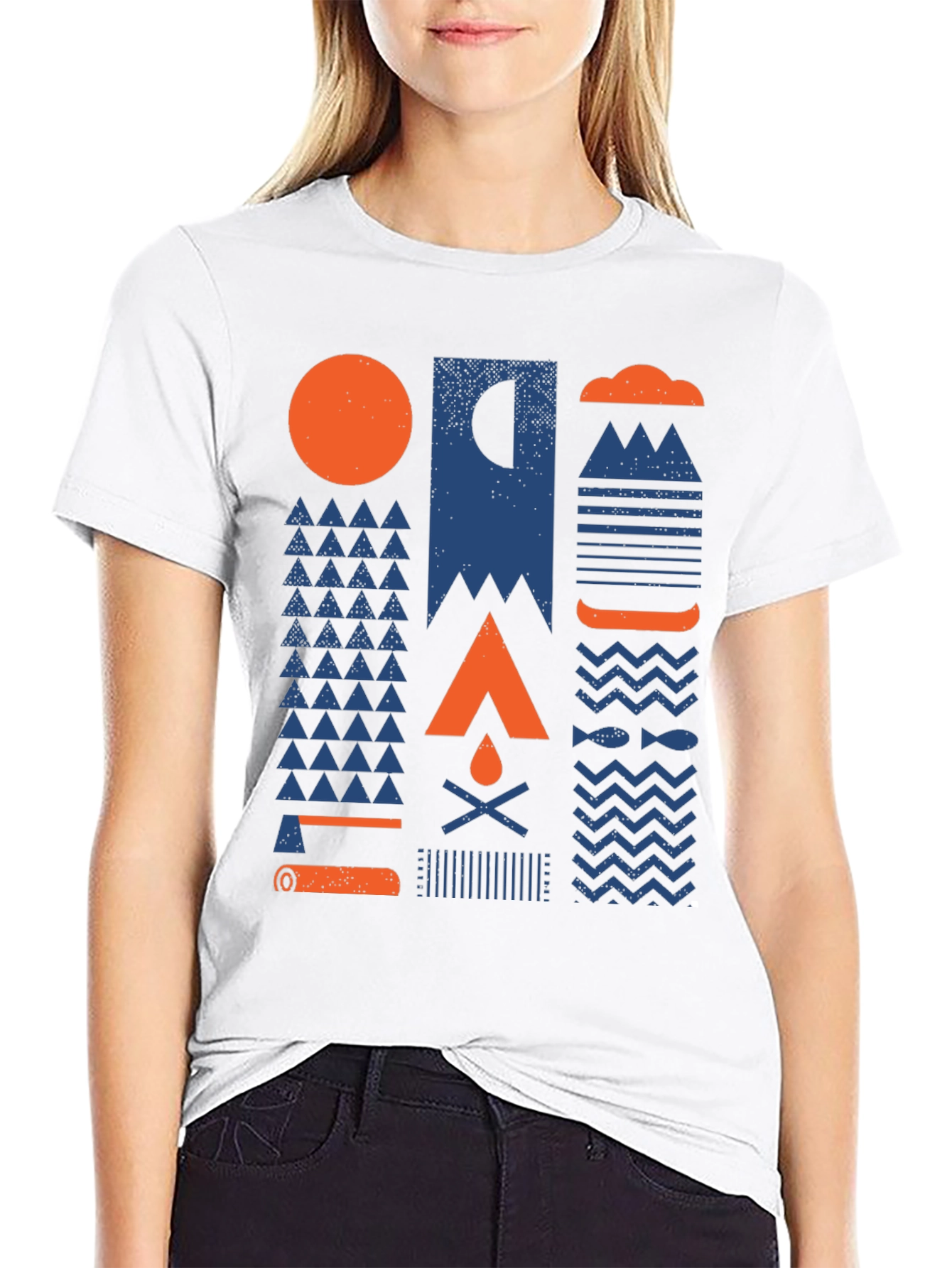 Geometric Camping Graphic Tee - Adventure Ready Shirt