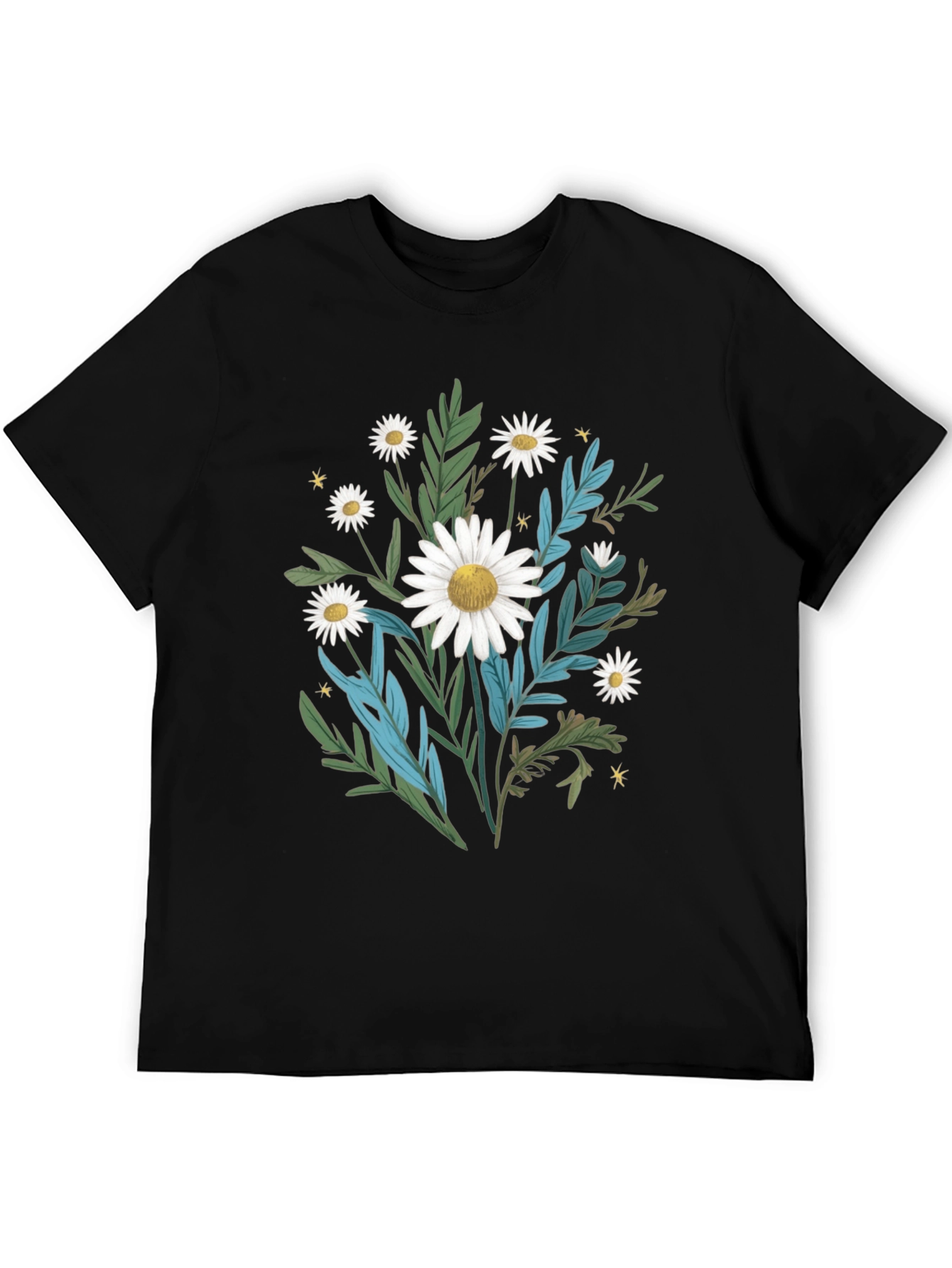 Daisy Floral Graphic Black T-Shirt