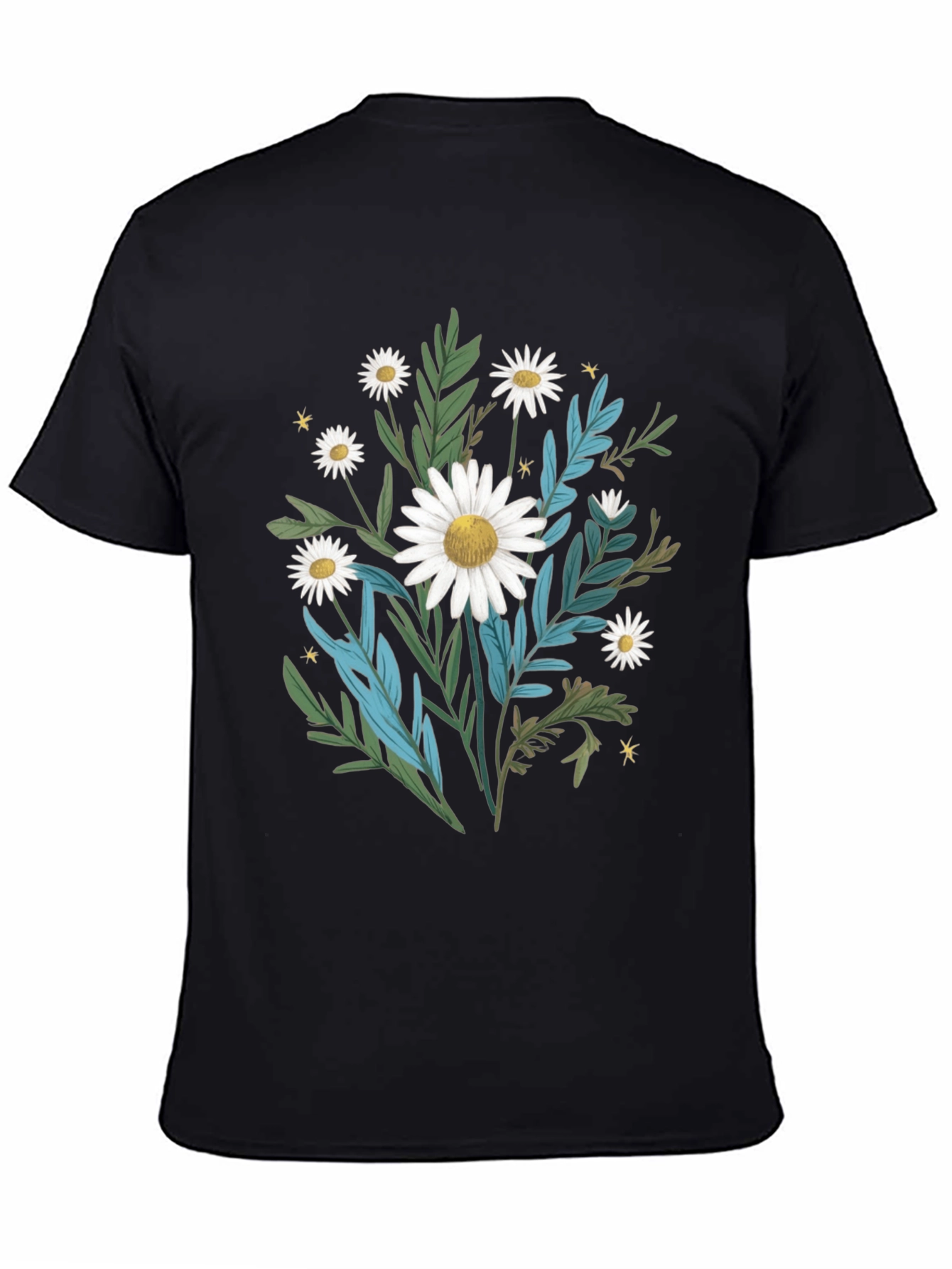 Daisy Floral Graphic Black T-Shirt