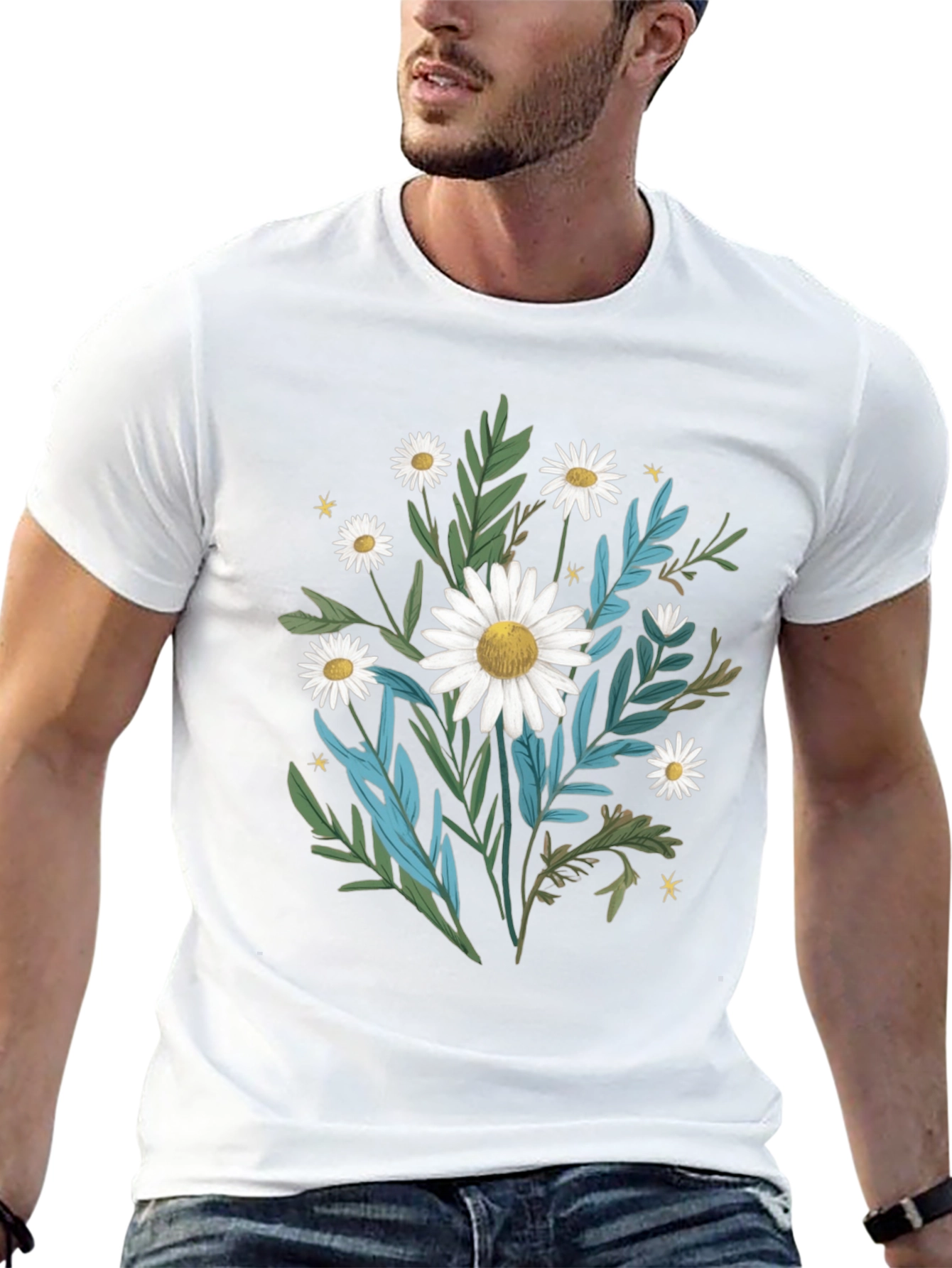 Daisy Floral Graphic Black T-Shirt