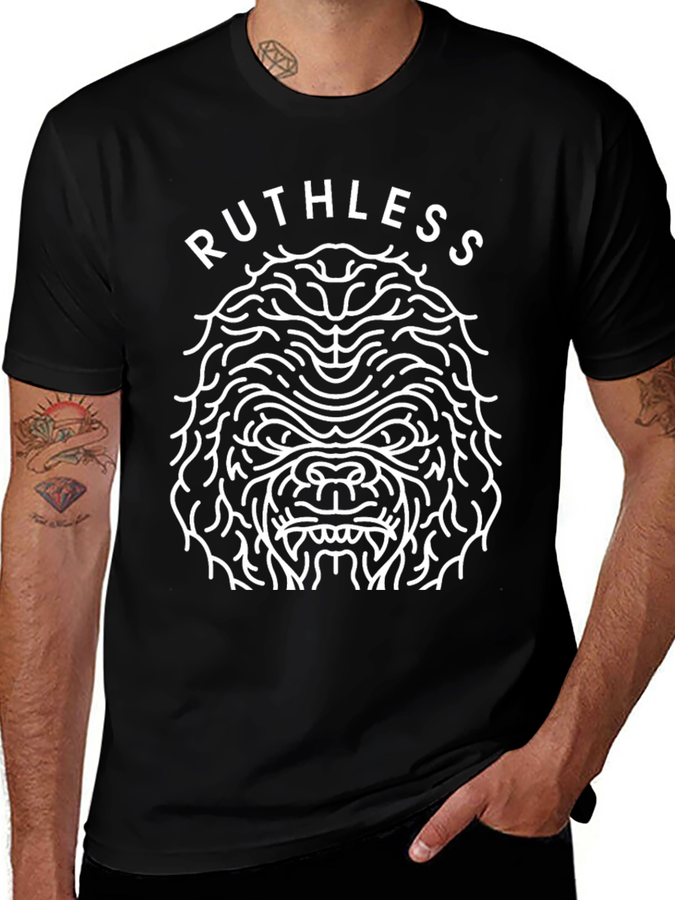 Ruthless Gorilla Graphic T-Shirt - Black