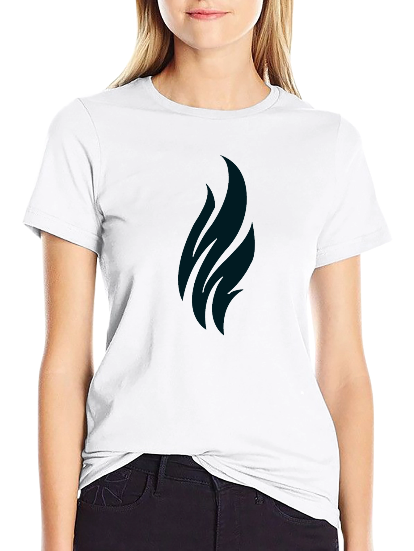 Minimalist Black T-Shirt with Abstract Flame Design