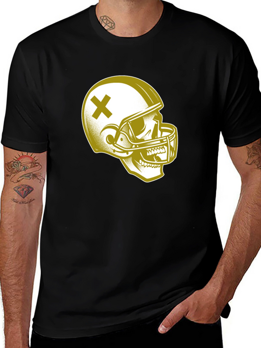 Skull Football Helmet Graphic T-Shirt
