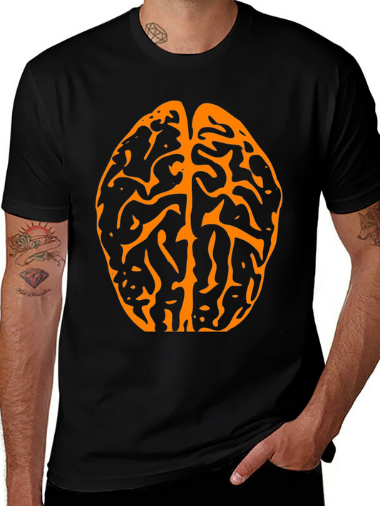 Brain Graphic Tee - Black Cotton T-Shirt