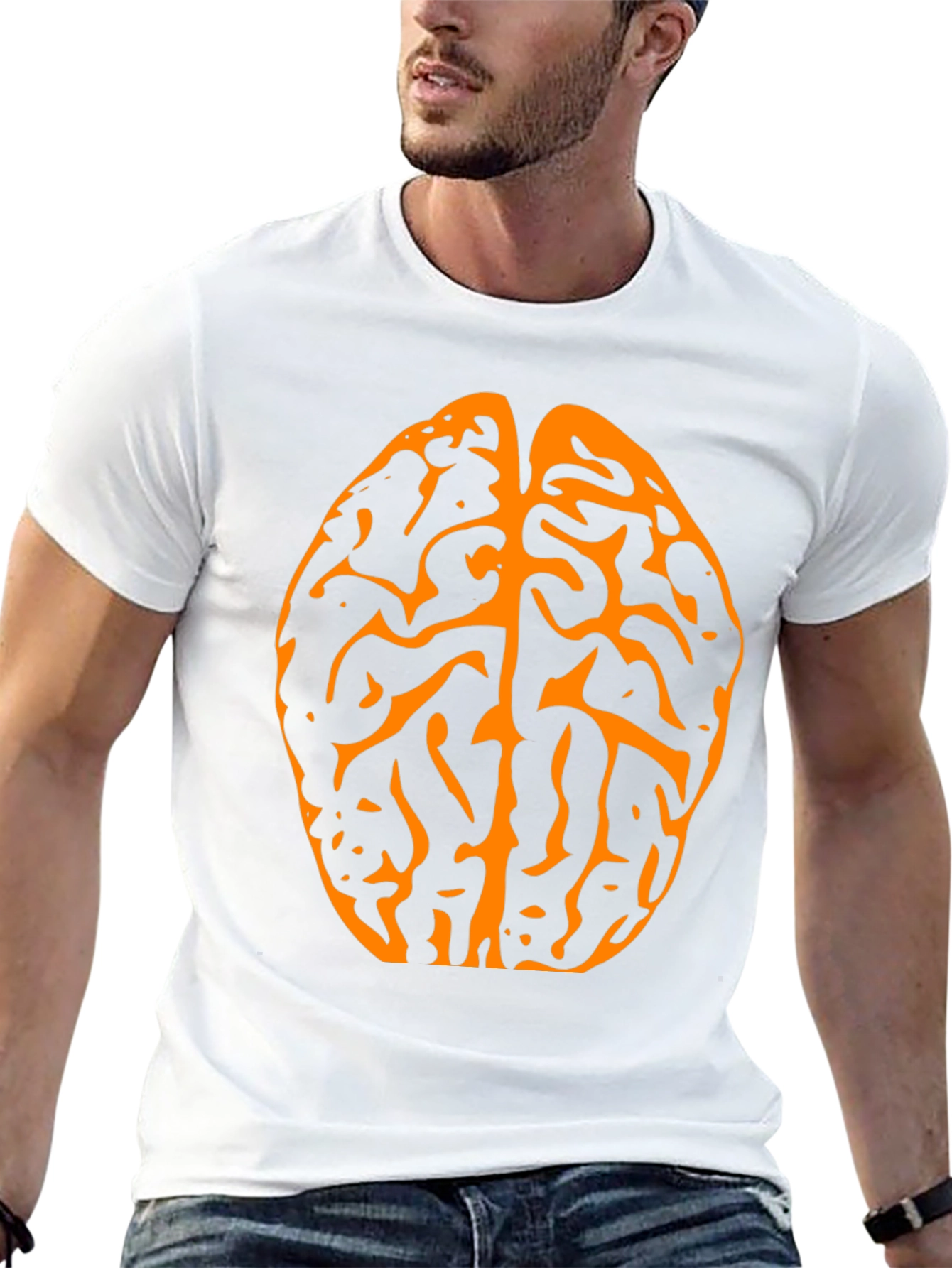 Brain Graphic Tee - Black Cotton T-Shirt