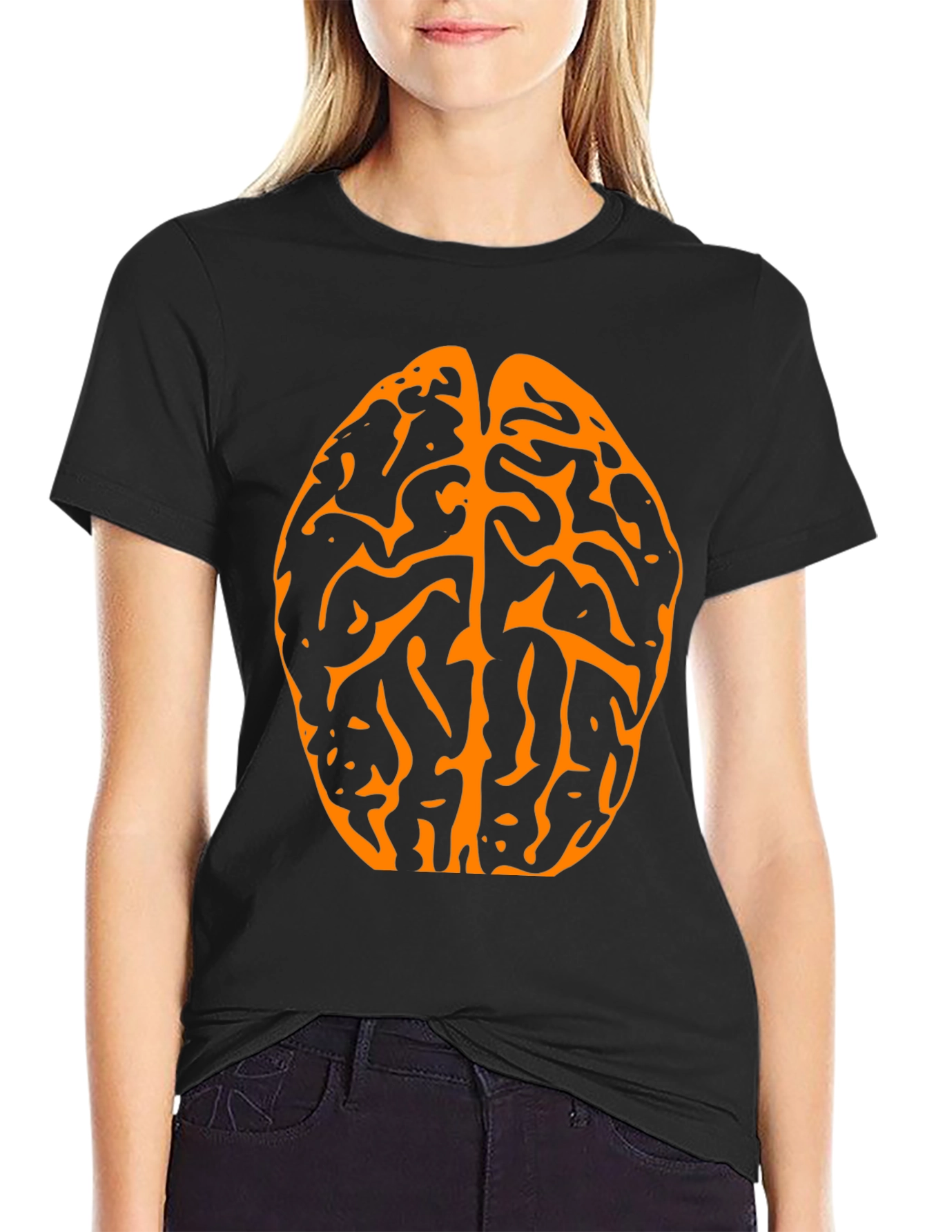 Brain Graphic Tee - Black Cotton T-Shirt