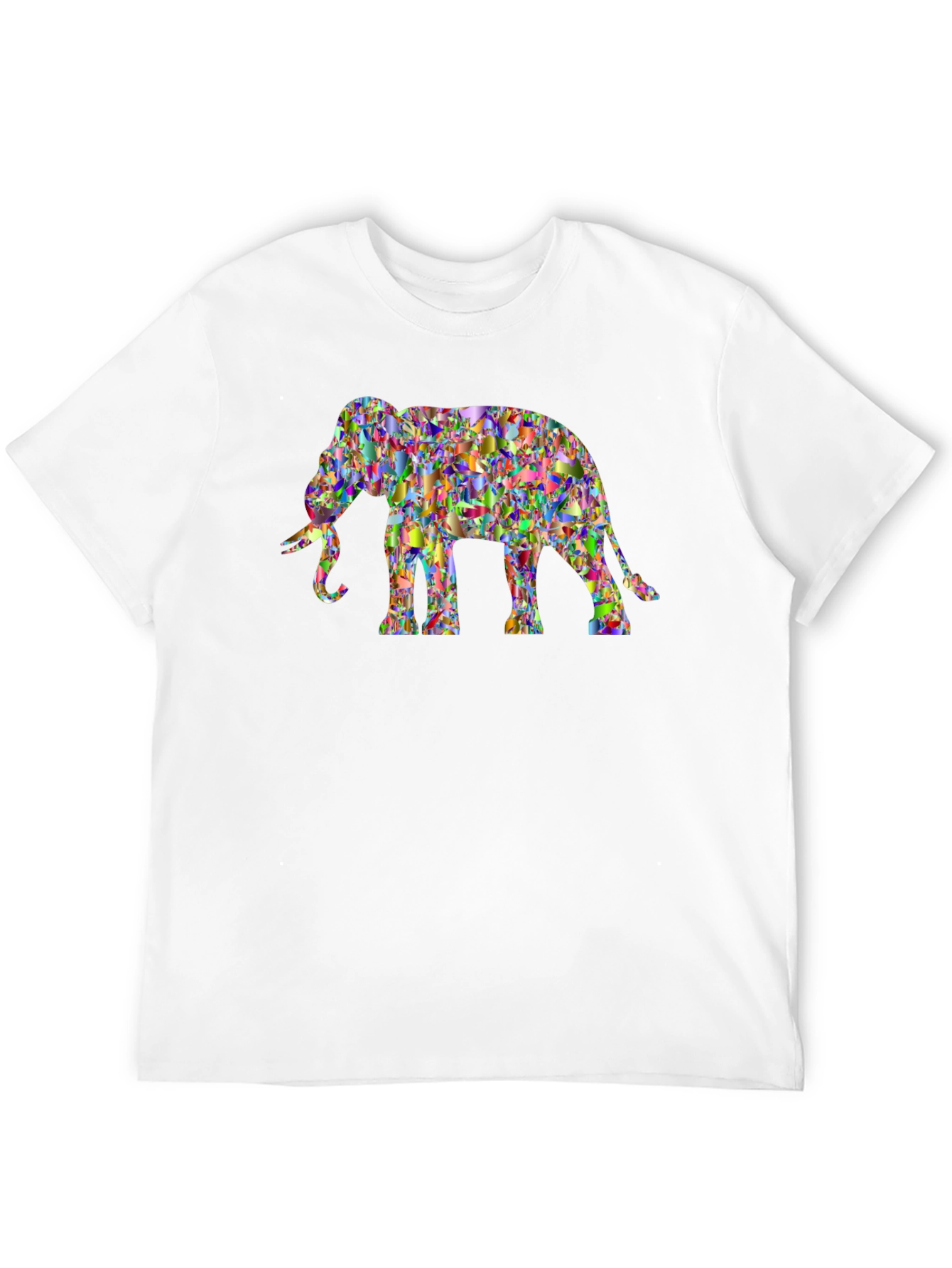 Abstract Elephant Graphic Tee - Black Cotton Casual Top