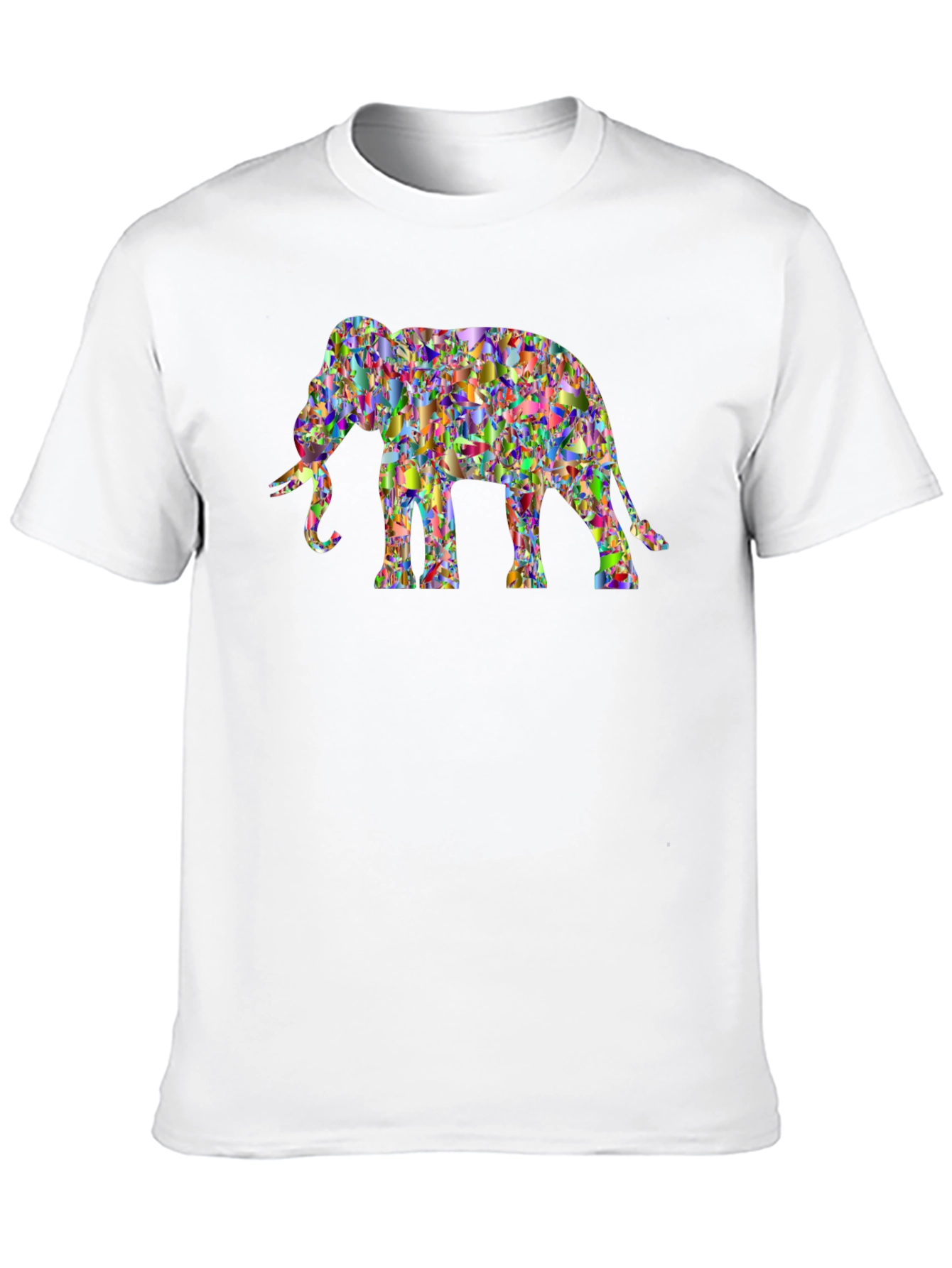 Abstract Elephant Graphic Tee - Black Cotton Casual Top