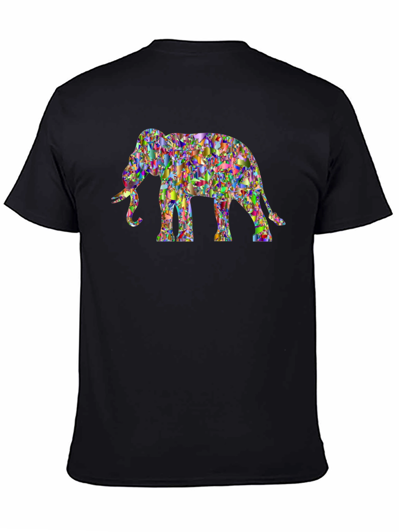 Abstract Elephant Graphic Tee - Black Cotton Casual Top