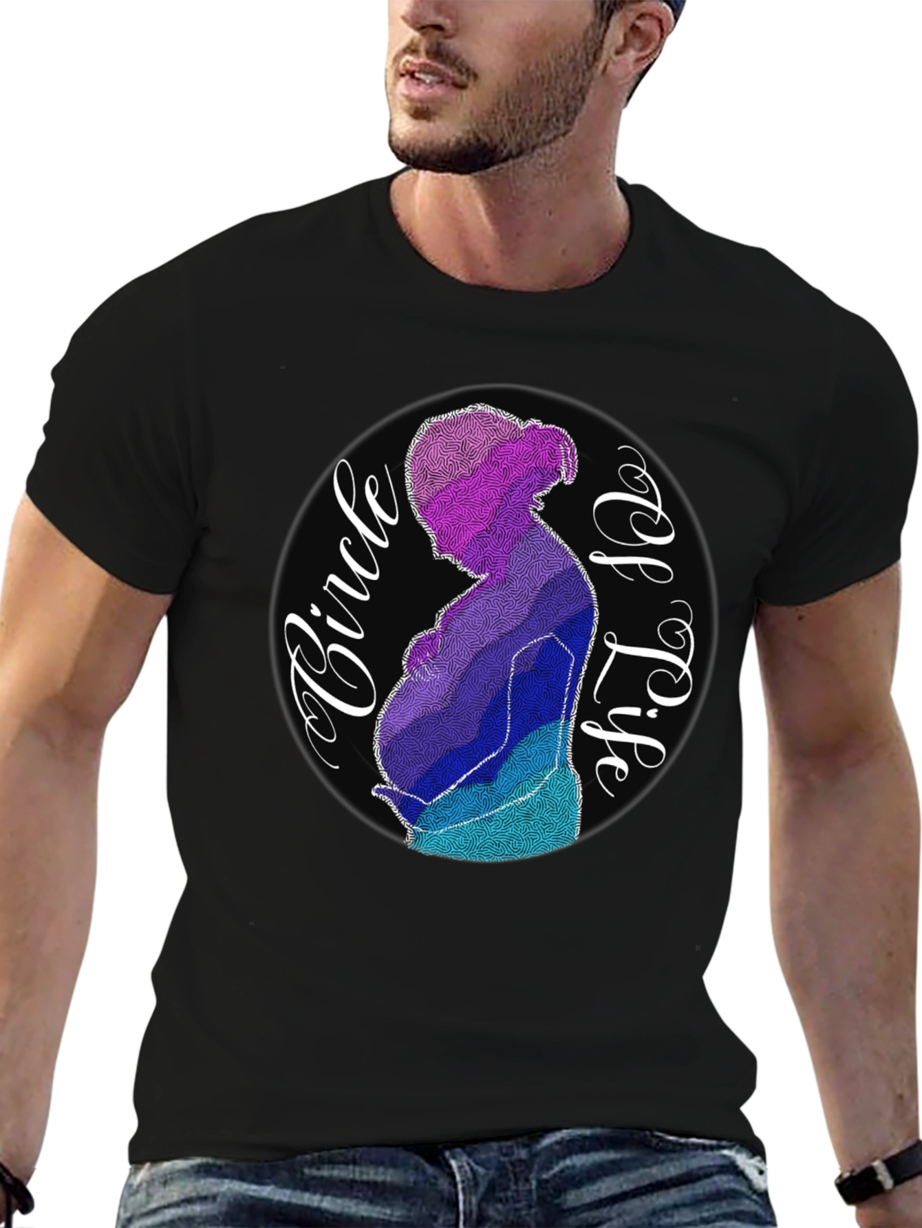 Circle of Life Pregnancy Graphic Tee - Black