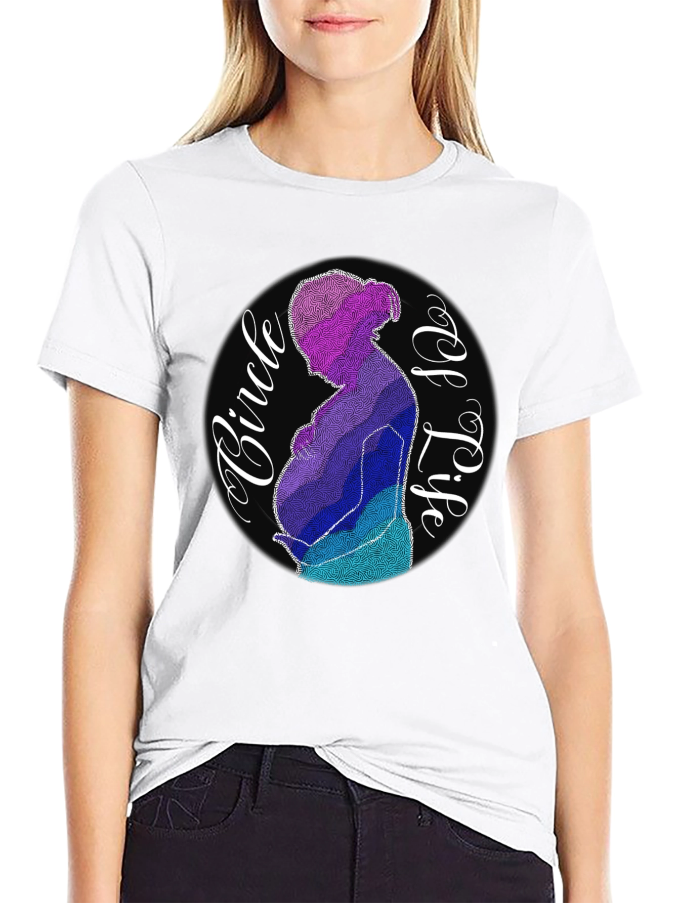 Circle of Life Pregnancy Graphic Tee - Black