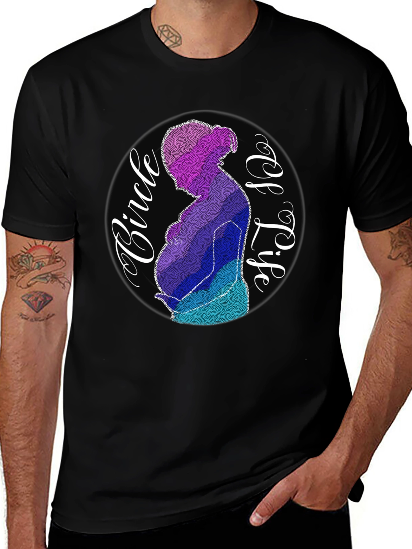 Circle of Life Pregnancy Graphic Tee - Black