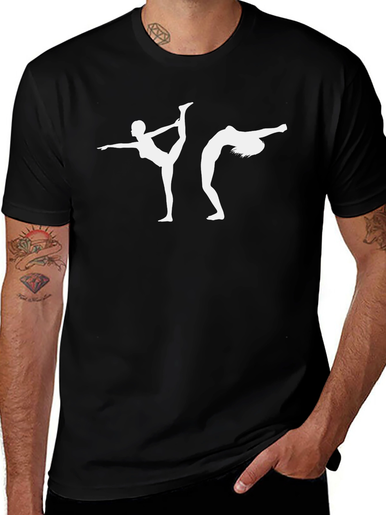 Yoga Pose Graphic Tee - Black Cotton Blend