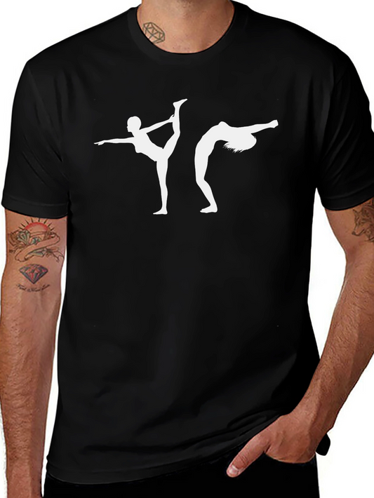 Yoga Pose Graphic Tee - Black Cotton Blend