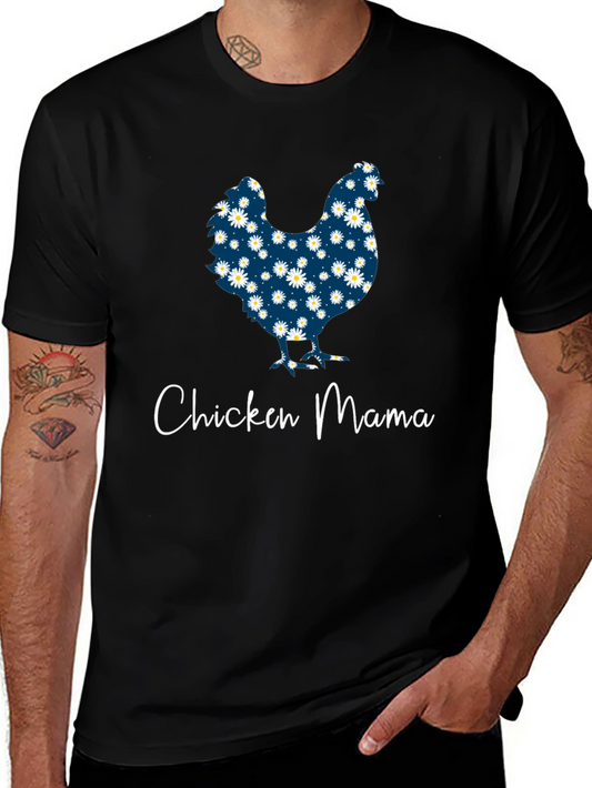 Chicken Mama Daisy Pattern T-Shirt