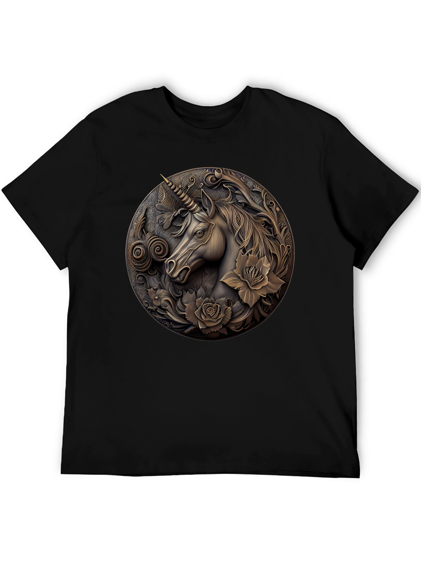 Unicorn Embossed Graphic Tee - Black
