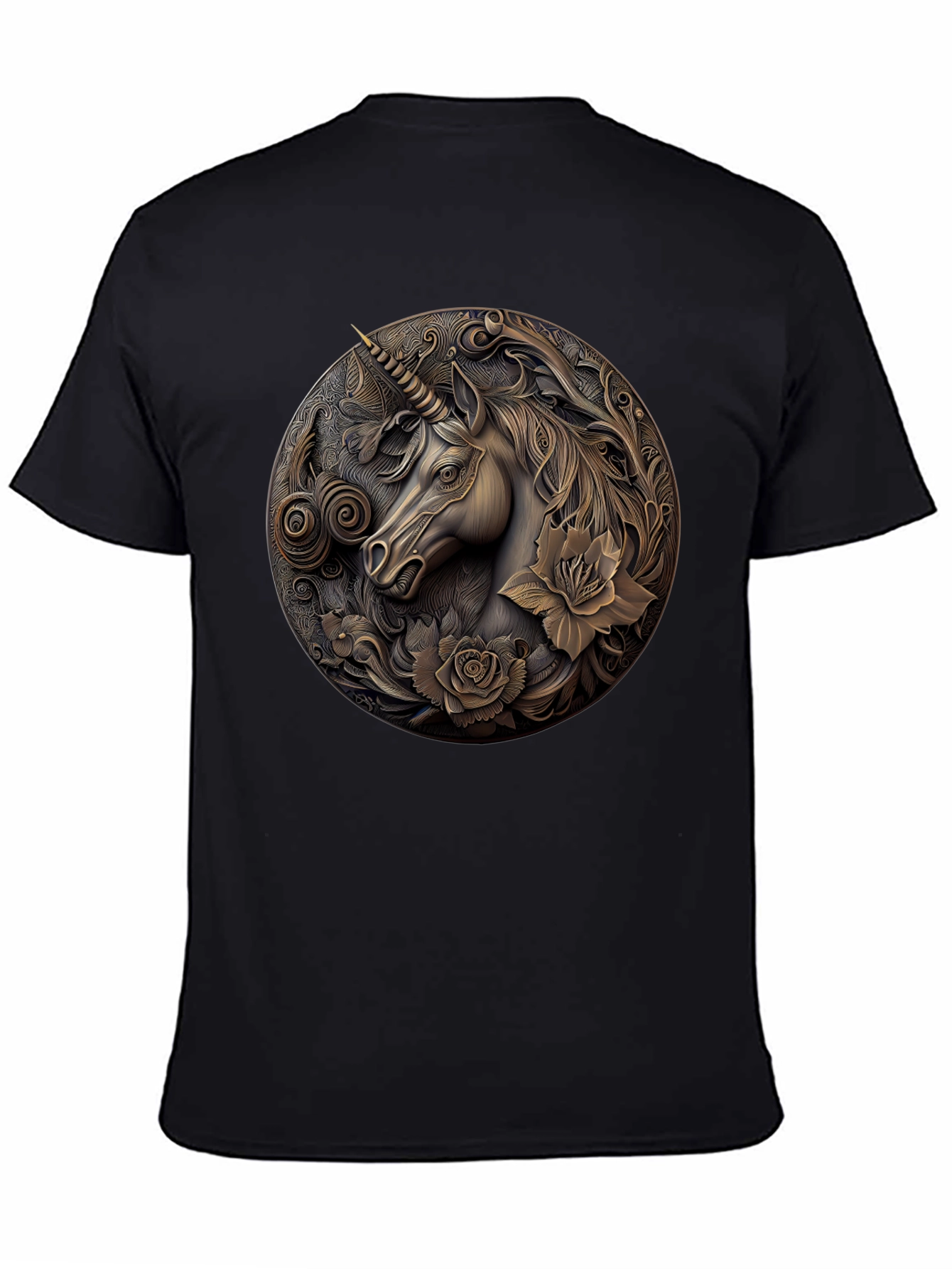 Unicorn Embossed Graphic Tee - Black