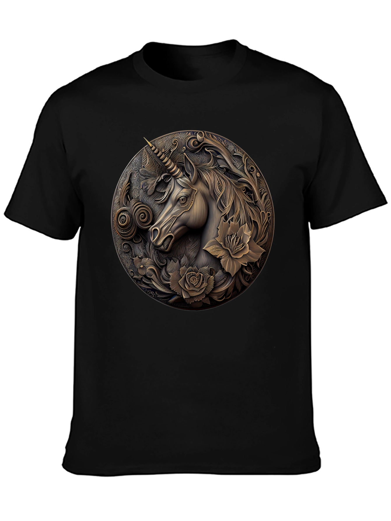 Unicorn Embossed Graphic Tee - Black
