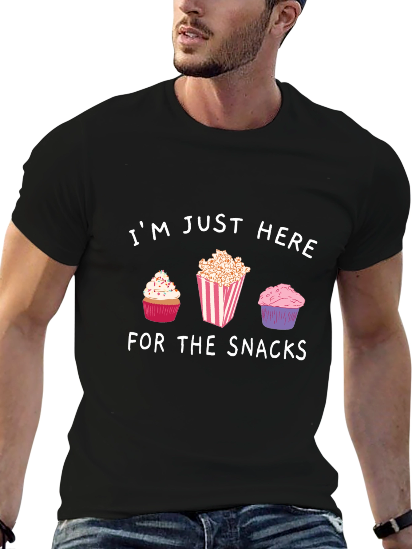 Snacks T-Shirt: Cupcakes & Popcorn