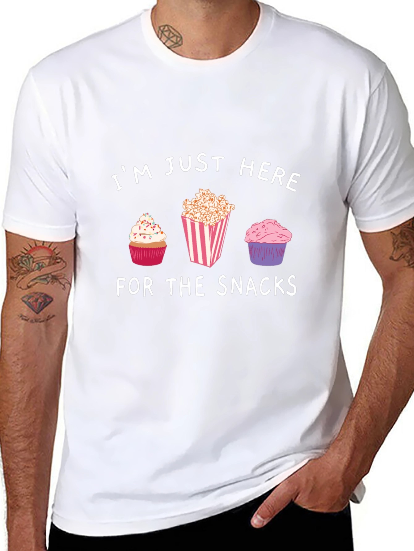 Snacks T-Shirt: Cupcakes & Popcorn