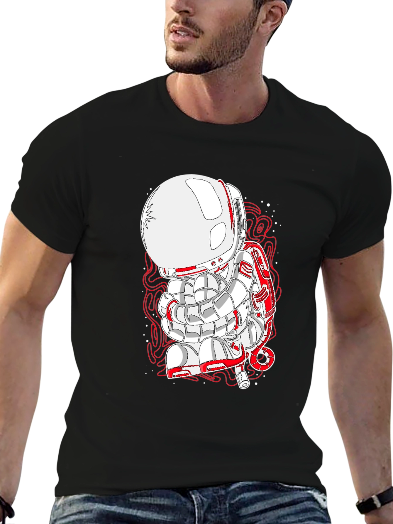 Astronaut Graphic Black T-Shirt - Unique Design