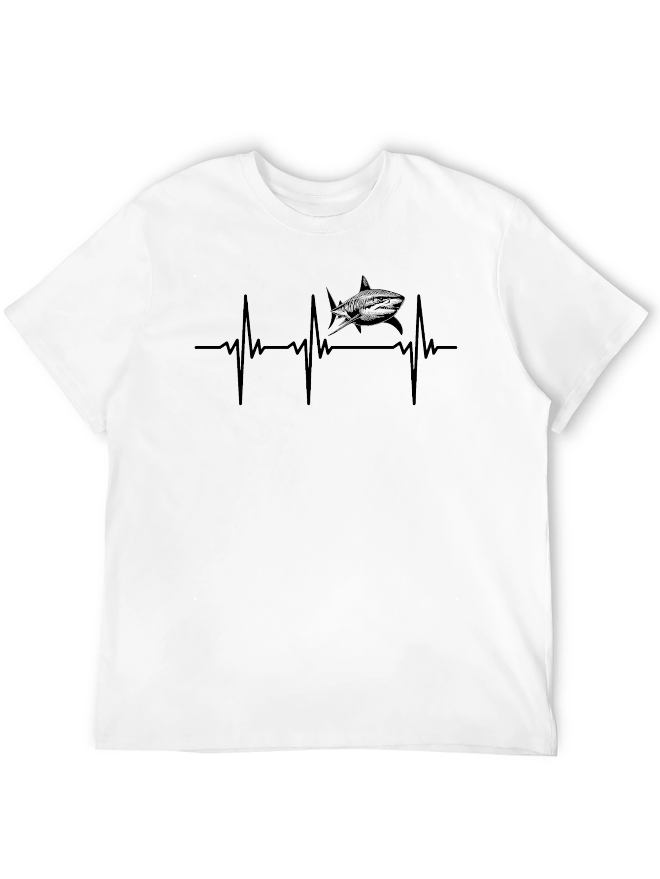 Shark Heartbeat Graphic T-Shirt - Black