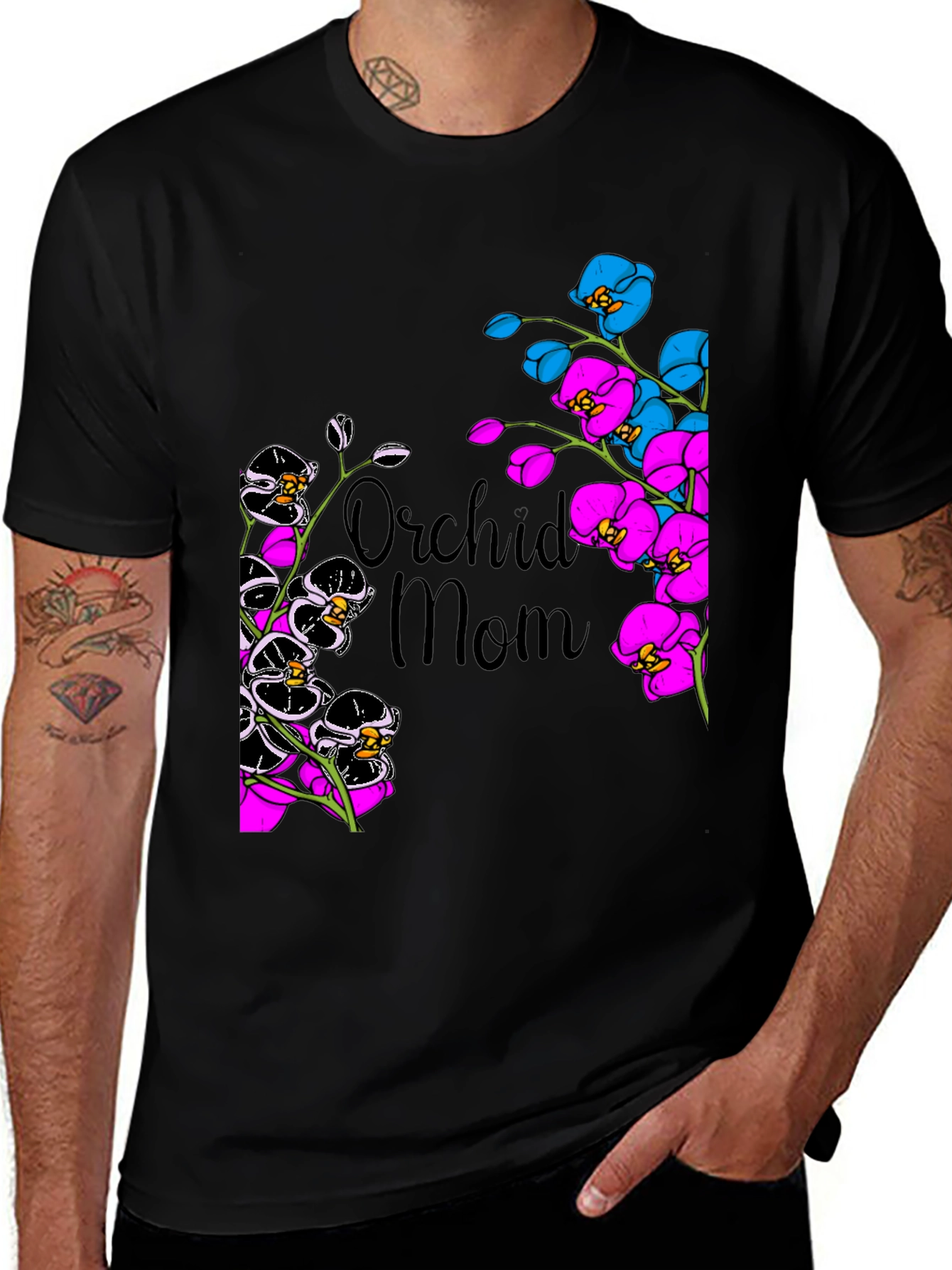 Orchid Mom Graphic T-Shirt - Floral Design