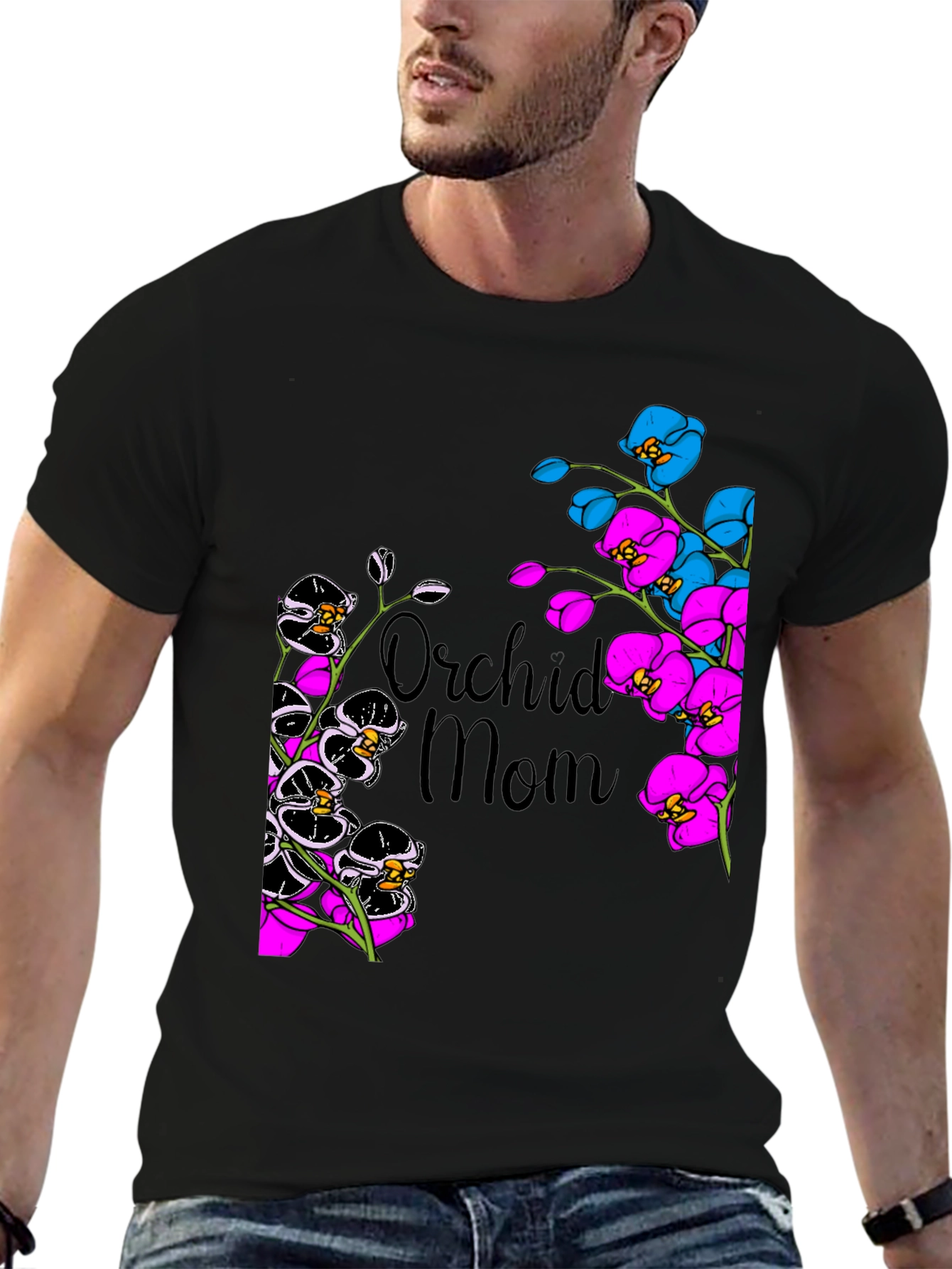 Orchid Mom Graphic T-Shirt - Floral Design