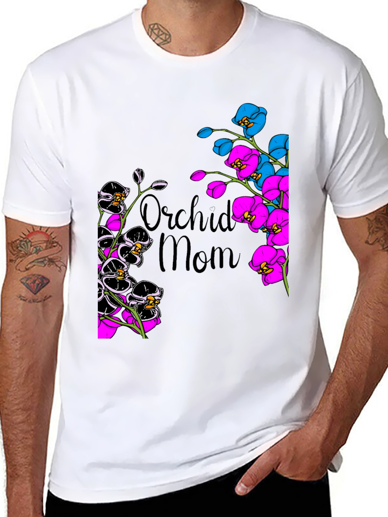 Orchid Mom Graphic T-Shirt - Floral Design