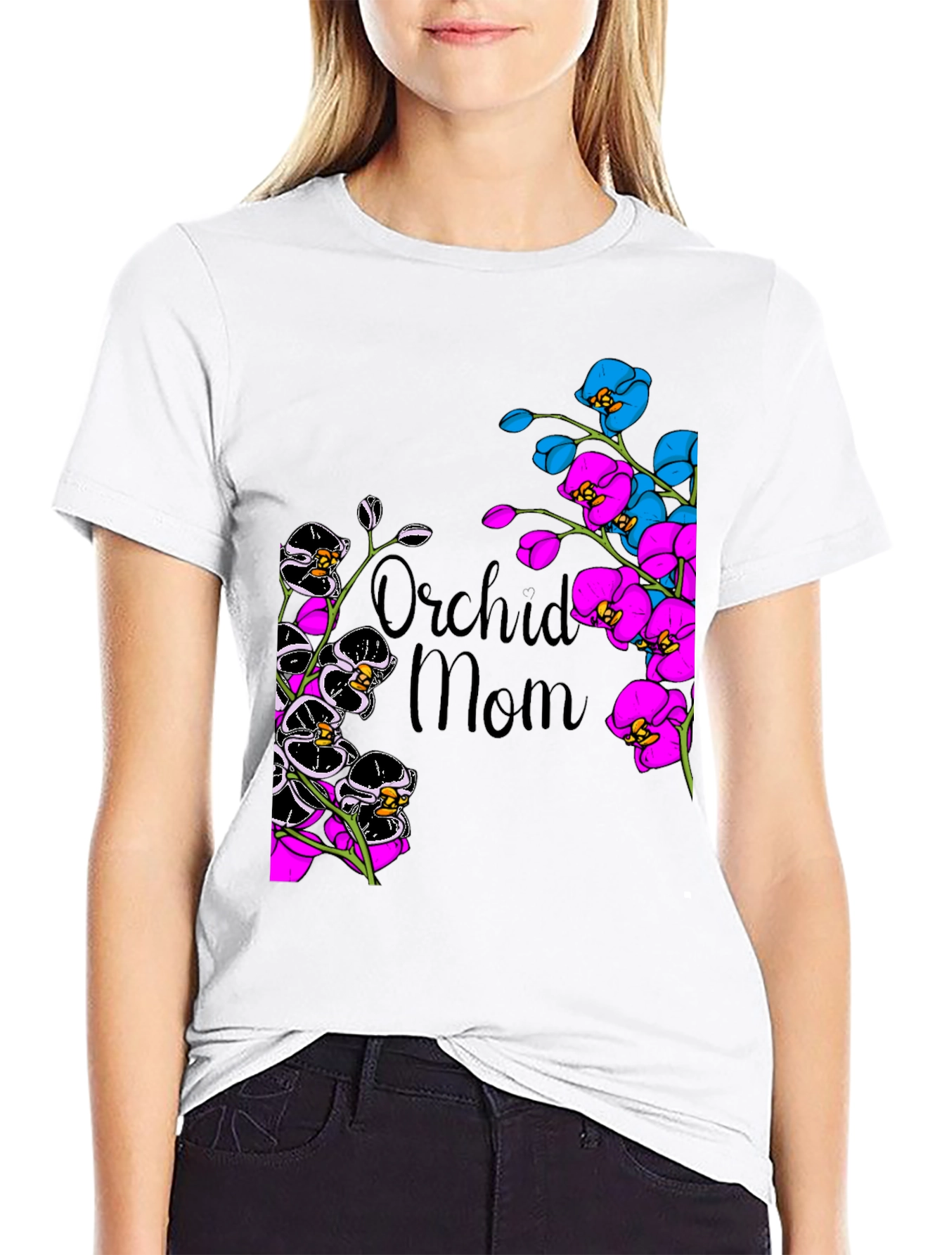 Orchid Mom Graphic T-Shirt - Floral Design