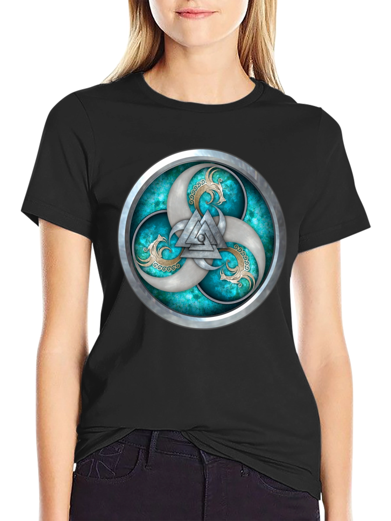 Viking T-Shirt with Silver Valhalla Design