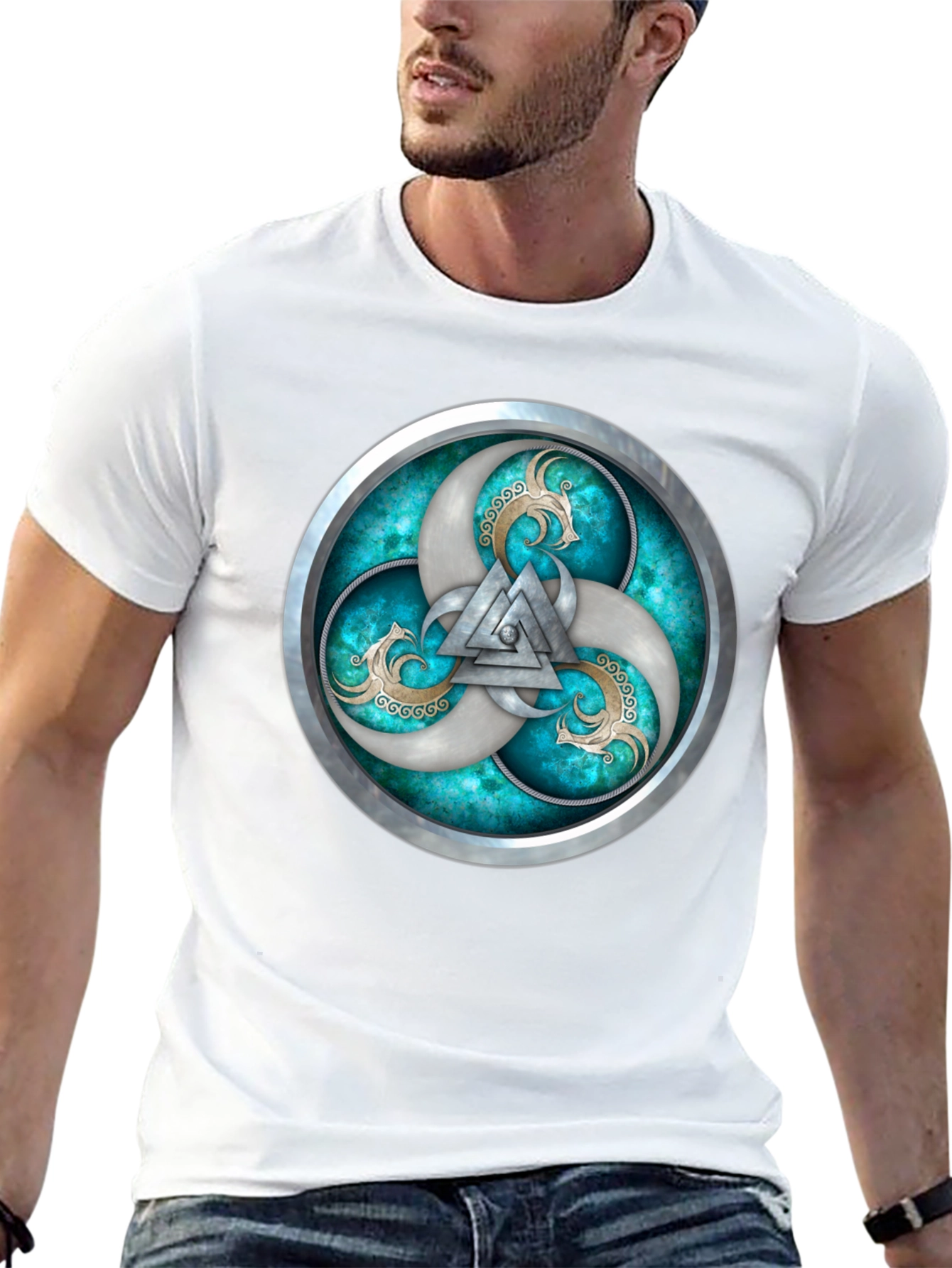 Viking T-Shirt with Silver Valhalla Design
