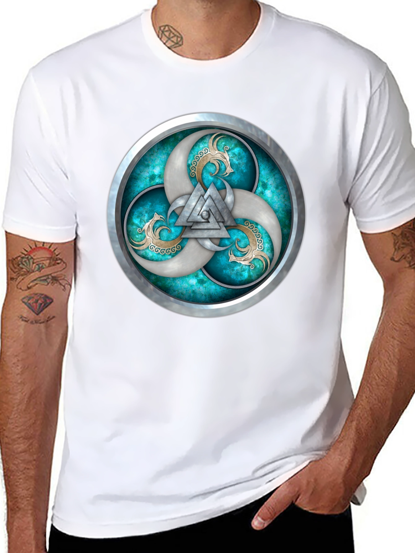 Viking T-Shirt with Silver Valhalla Design