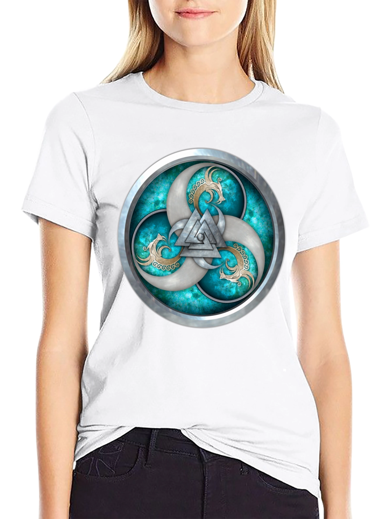 Viking T-Shirt with Silver Valhalla Design