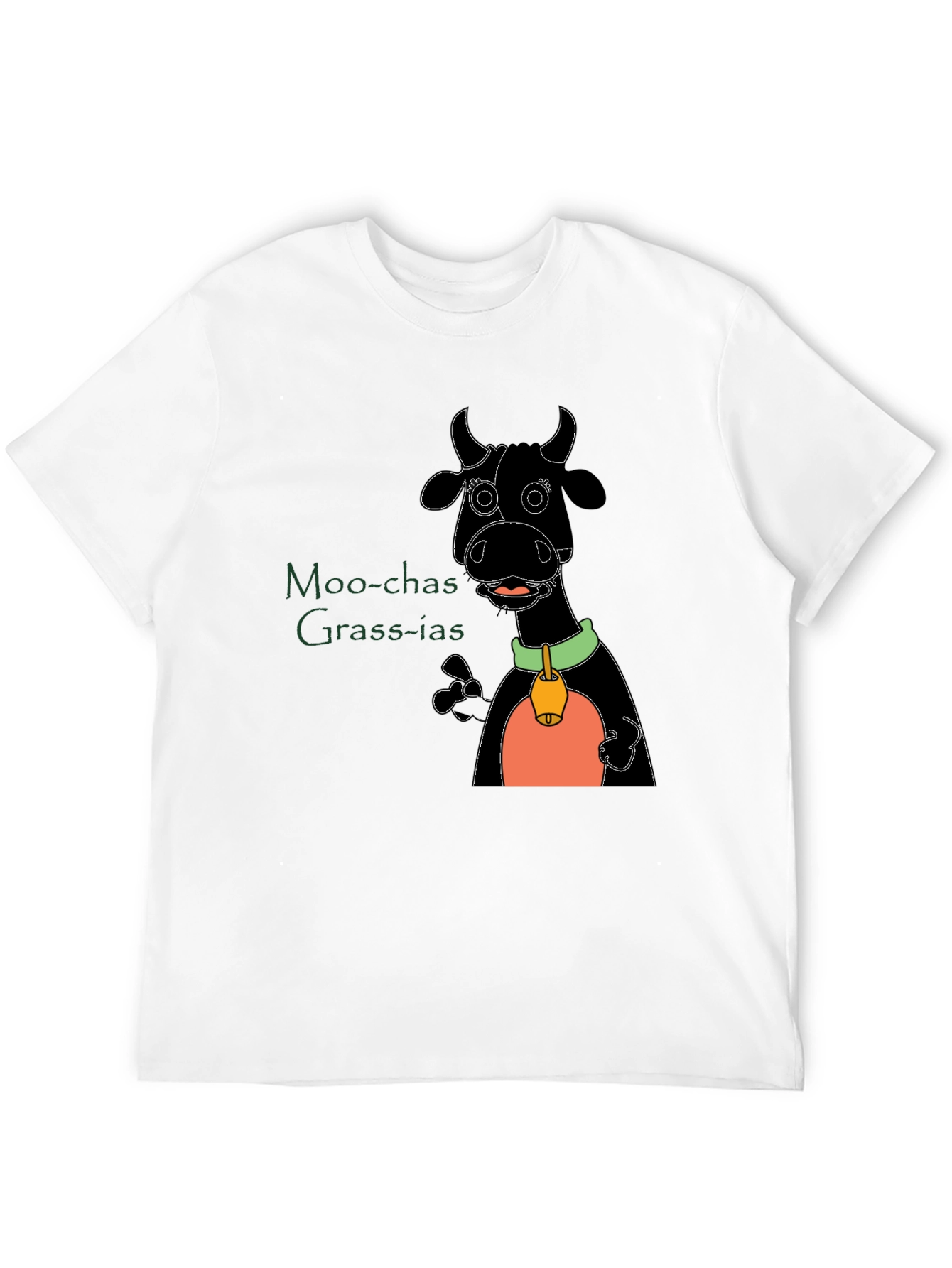 Moo-chas Grass-ias Cartoon Cow Graphic Tee