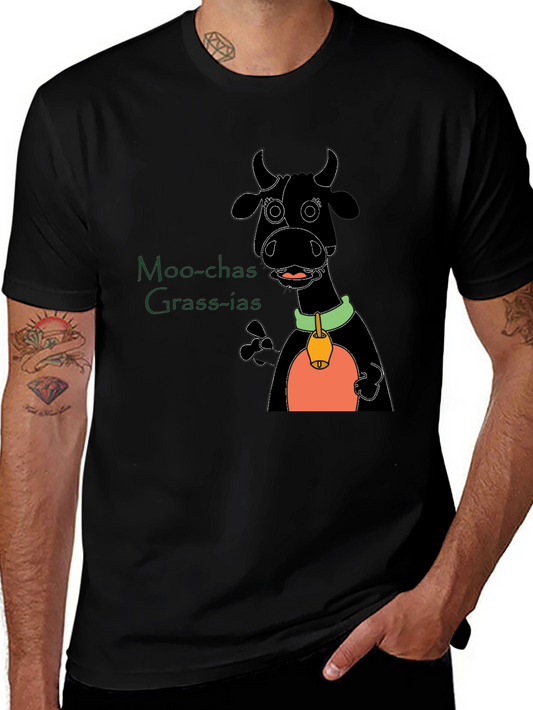 Moo-chas Grass-ias Cartoon Cow Graphic Tee
