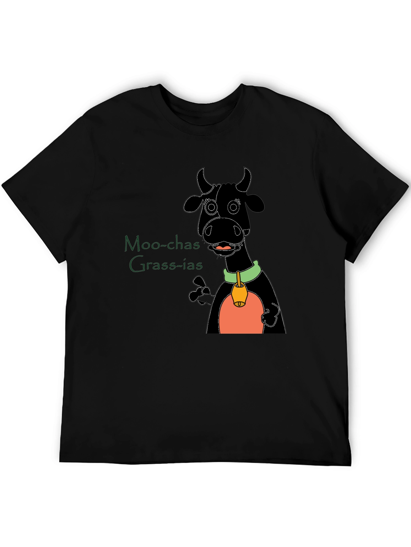 Moo-chas Grass-ias Cartoon Cow Graphic Tee