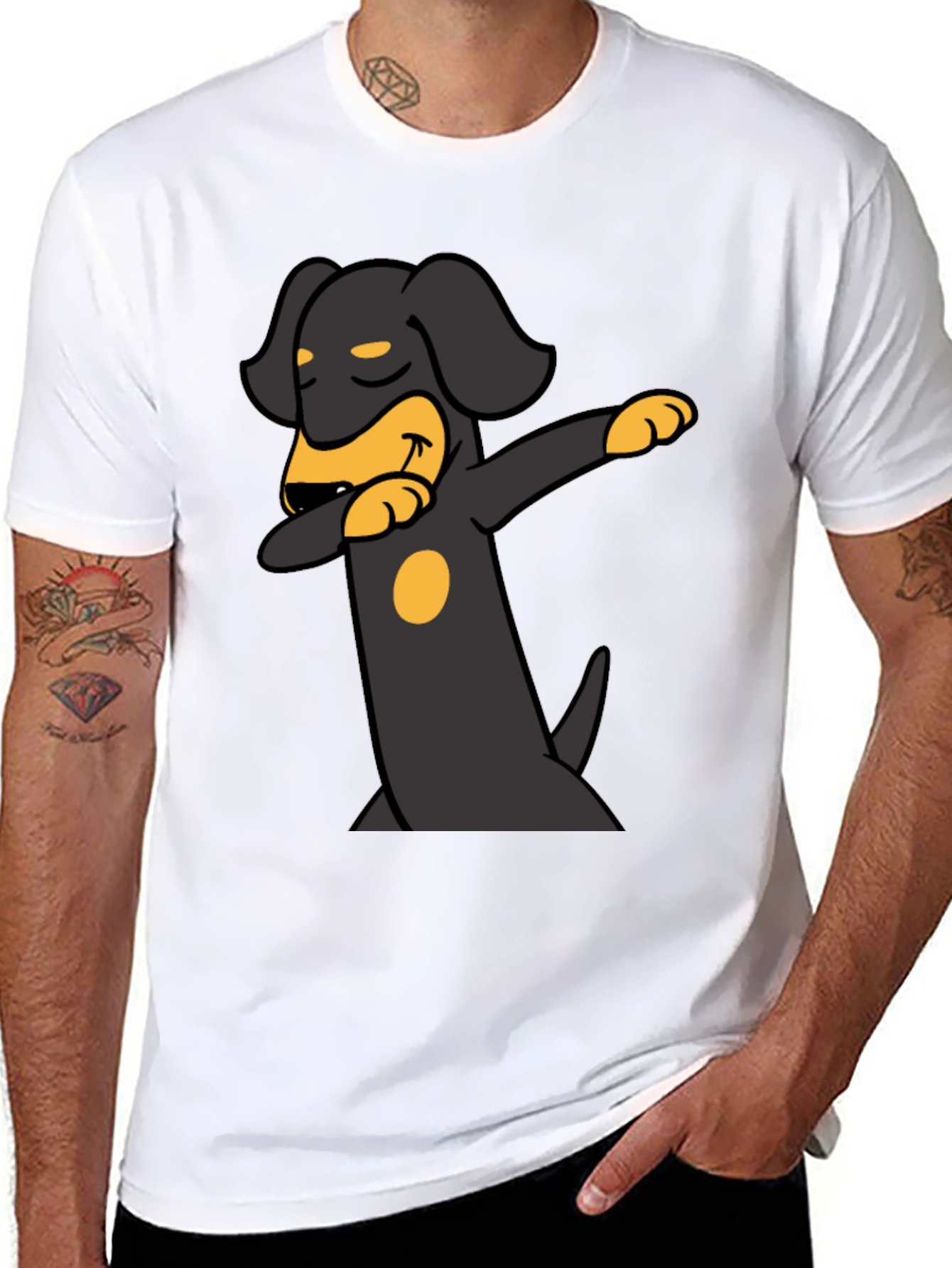 Dabbing Dachshund Graphic Tee - Black