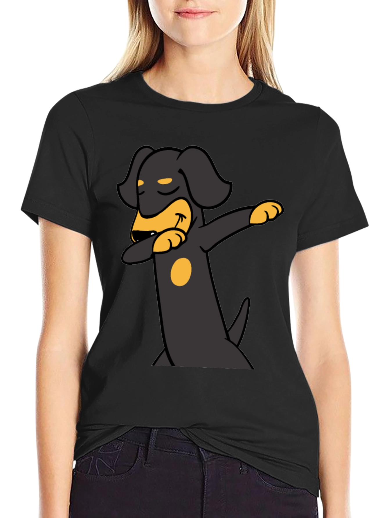 Dabbing Dachshund Graphic Tee - Black